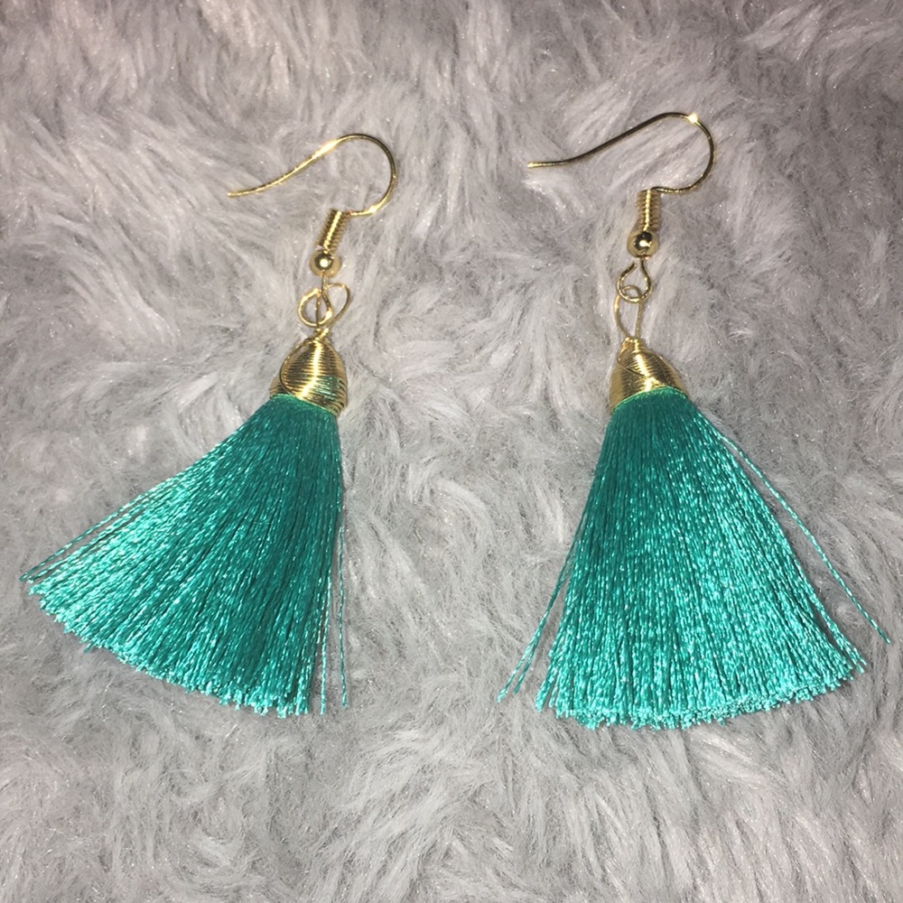 New Turquoise tassel earrings. Never worn